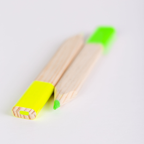 crayon surligneur fluo vert et jaune - made in france